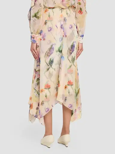 Prabal Gurung Women's Floral Handkerchief Midi Skirt - Off White Multi | Thumbnail 3