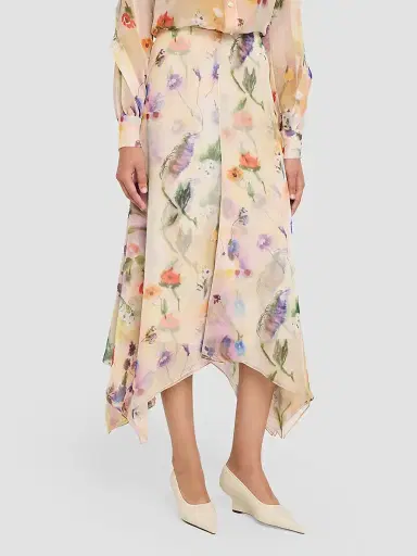 Prabal Gurung Women's Floral Handkerchief Midi Skirt - Off White Multi | Thumbnail 4
