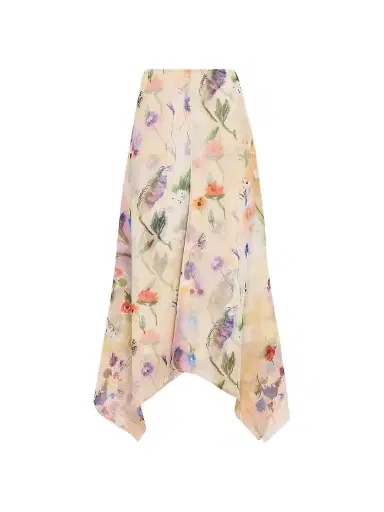 Prabal Gurung Women's Floral Handkerchief Midi Skirt - Off White Multi | Thumbnail 1
