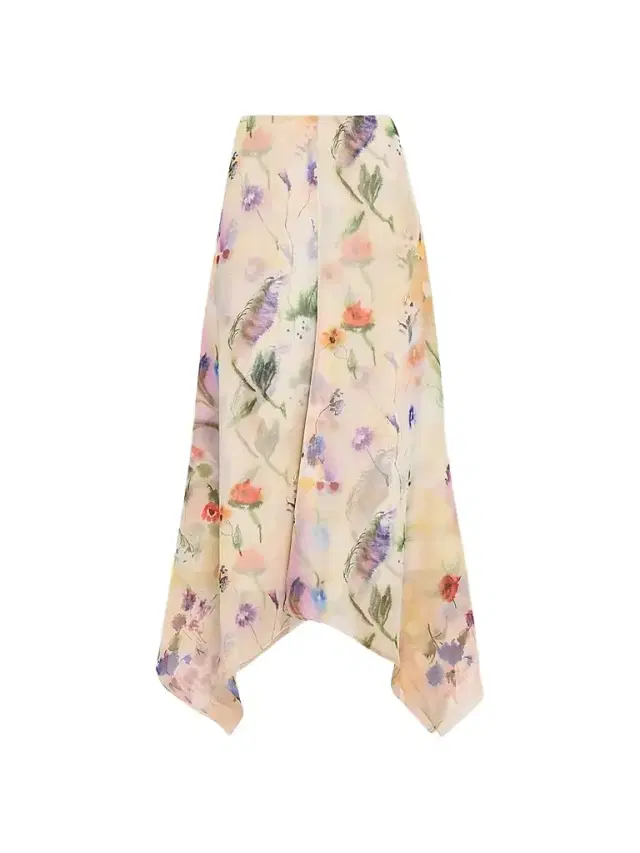 Prabal Gurung Women's Floral Handkerchief Midi Skirt - Off White Multi