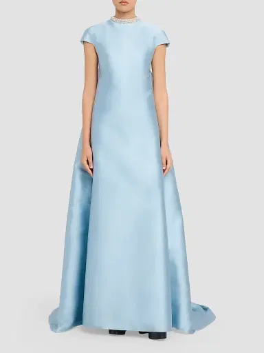 Atelier Prabal Gurung Women's Naomi Crystal-Embellished Button Back Gown - Light Blue | Thumbnail 2 Atelier Prabal Gurung Women's Naomi Crystal-Embellished Button Back Gown - Light Blue | Thumbnail 2