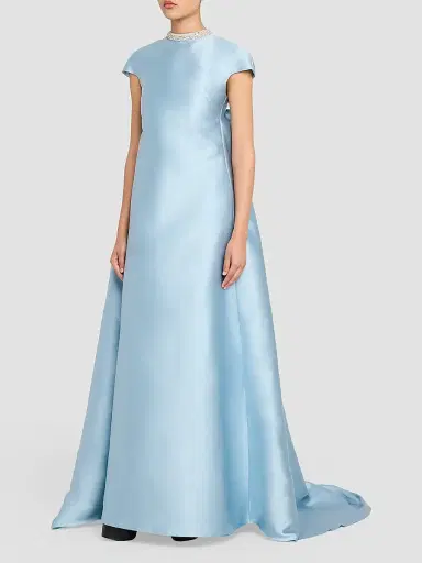Atelier Prabal Gurung Women's Naomi Crystal-Embellished Button Back Gown - Light Blue | Thumbnail 4 Atelier Prabal Gurung Women's Naomi Crystal-Embellished Button Back Gown - Light Blue | Thumbnail 4