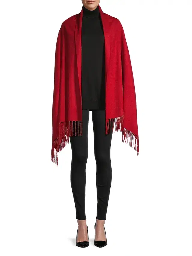 Sofia Cashmere Women's Fringed Cashmere Wrap - Red