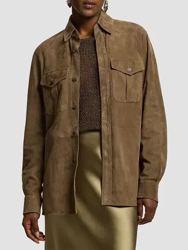 Ralph Lauren Collection Women's Suede Oversized Shirt | Thumbnail 3