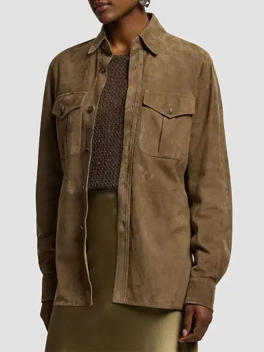 Ralph Lauren Collection Women's Suede Oversized Shirt | Thumbnail 4