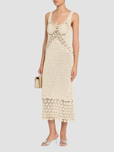 Rabanne Women's Crochet Embellished Midi Dress | Thumbnail 4