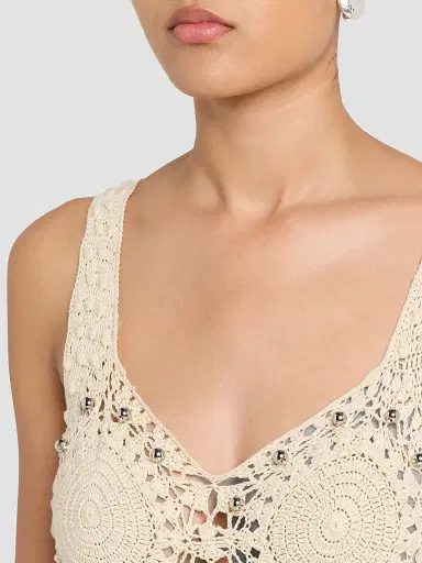 Rabanne Women's Crochet Embellished Midi Dress | Thumbnail 5
