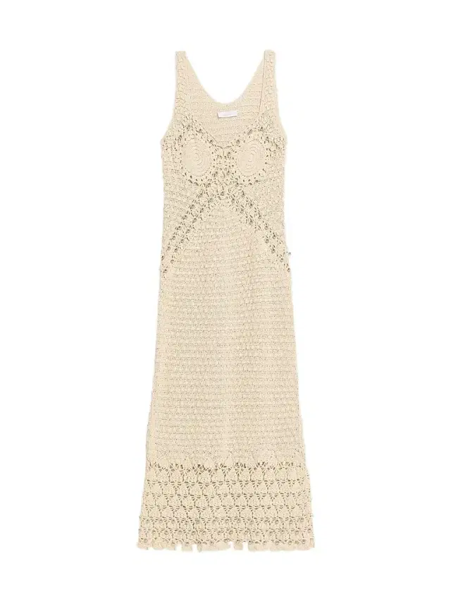 Rabanne Women's Crochet Embellished Midi Dress - Ecru