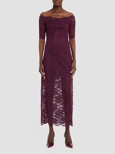 Rabanne Women's Lace Off-The-Shoulder Midi Dress | Thumbnail 2 Rabanne Women's Lace Off-The-Shoulder Midi Dress | Thumbnail 2