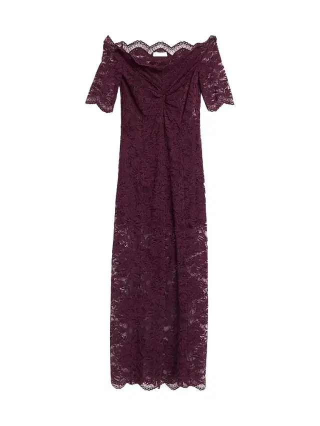 Rabanne Women's Lace Off-The-Shoulder Midi Dress - Magenta Purple