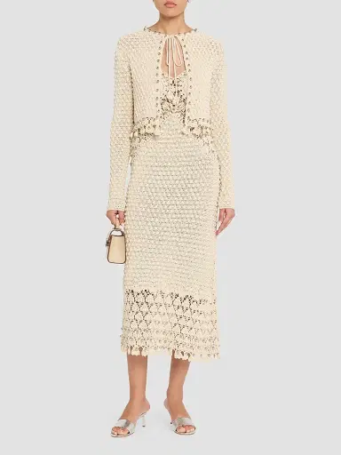 Rabanne Women's Crochet Embellished Cardigan | Thumbnail 2 Rabanne Women's Crochet Embellished Cardigan | Thumbnail 2