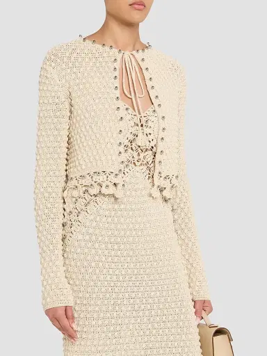 Rabanne Women's Crochet Embellished Cardigan | Thumbnail 4 Rabanne Women's Crochet Embellished Cardigan | Thumbnail 4