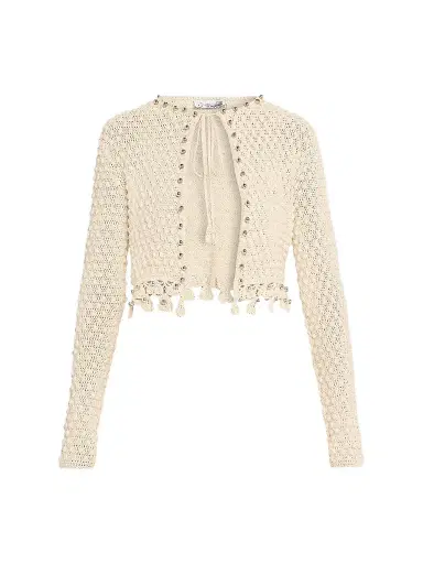 Rabanne Women's Crochet Embellished Cardigan | Thumbnail 1 Rabanne Women's Crochet Embellished Cardigan | Thumbnail 1
