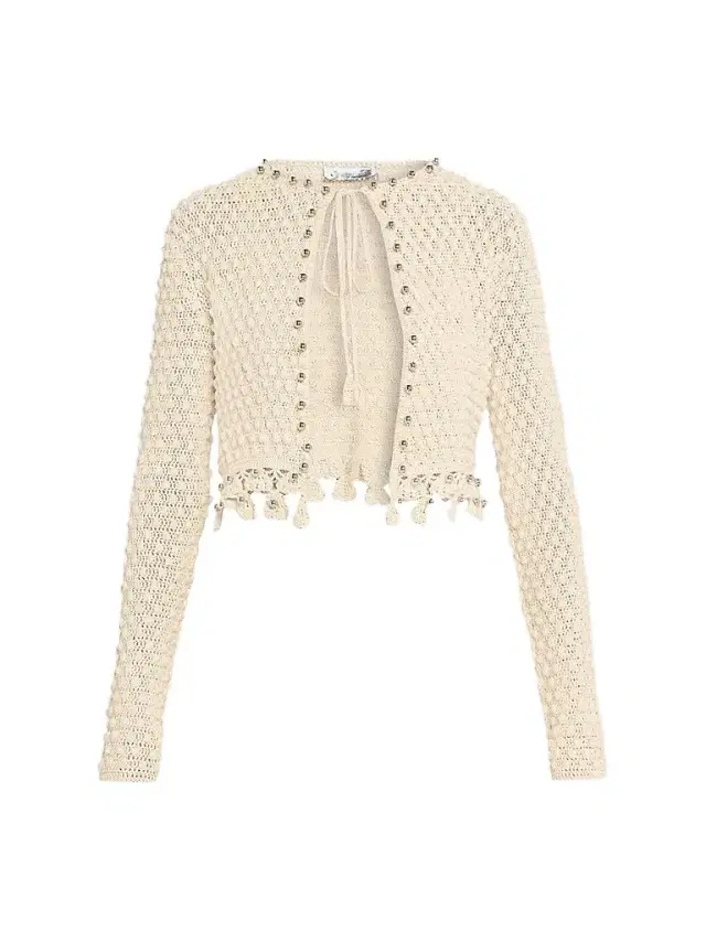 Rabanne Women's Crochet Embellished Cardigan - Ecru