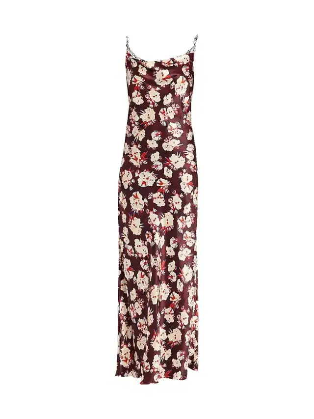 Rabanne Women's Printed Silk Maxi Slipdress - Purple