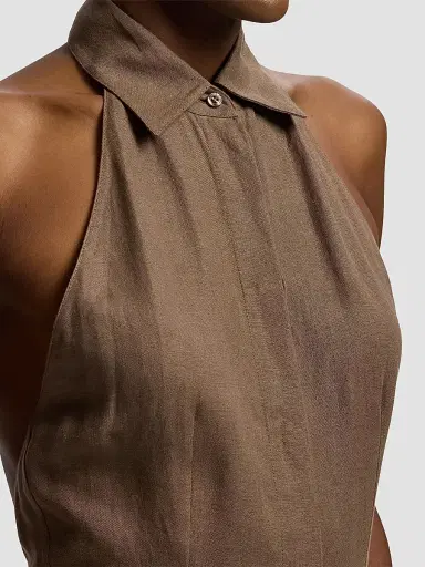 Ralph Lauren Collection Women's Sleeveless Linen Maxi Shirtdress - Portobello - Size 6 | Thumbnail 6