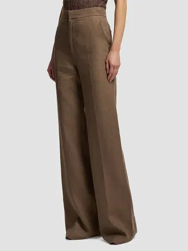Ralph Lauren Collection Women's Wide-Leg Linen Pants - Portobello | Thumbnail 2 Ralph Lauren Collection Women's Wide-Leg Linen Pants - Portobello | Thumbnail 2