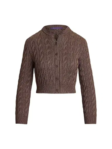 Ralph Lauren Collection Women's Cable-Knit Stretch Silk Sweater | Thumbnail 1 Ralph Lauren Collection Women's Cable-Knit Stretch Silk Sweater | Thumbnail 1