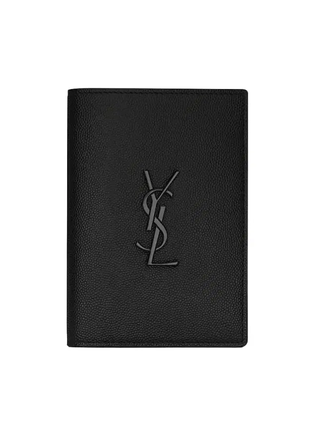 Saint Laurent Cassandre Passport Holder in Leather - Black