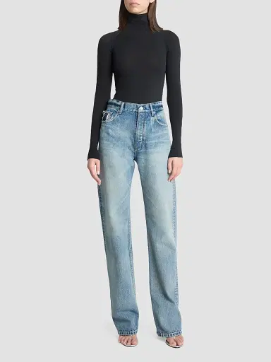 ALAIA Women's High-Rise Straight-Leg Jeans - Dirty Wash | Thumbnail 2 ALAIA Women's High-Rise Straight-Leg Jeans - Dirty Wash | Thumbnail 2