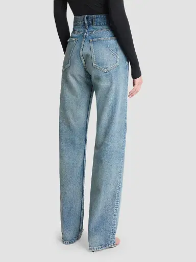 ALAIA Women's High-Rise Straight-Leg Jeans - Dirty Wash | Thumbnail 3 ALAIA Women's High-Rise Straight-Leg Jeans - Dirty Wash | Thumbnail 3