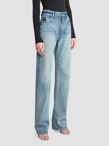 ALAIA Women's High-Rise Straight-Leg Jeans - Dirty Wash | Thumbnail 4 ALAIA Women's High-Rise Straight-Leg Jeans - Dirty Wash | Thumbnail 4