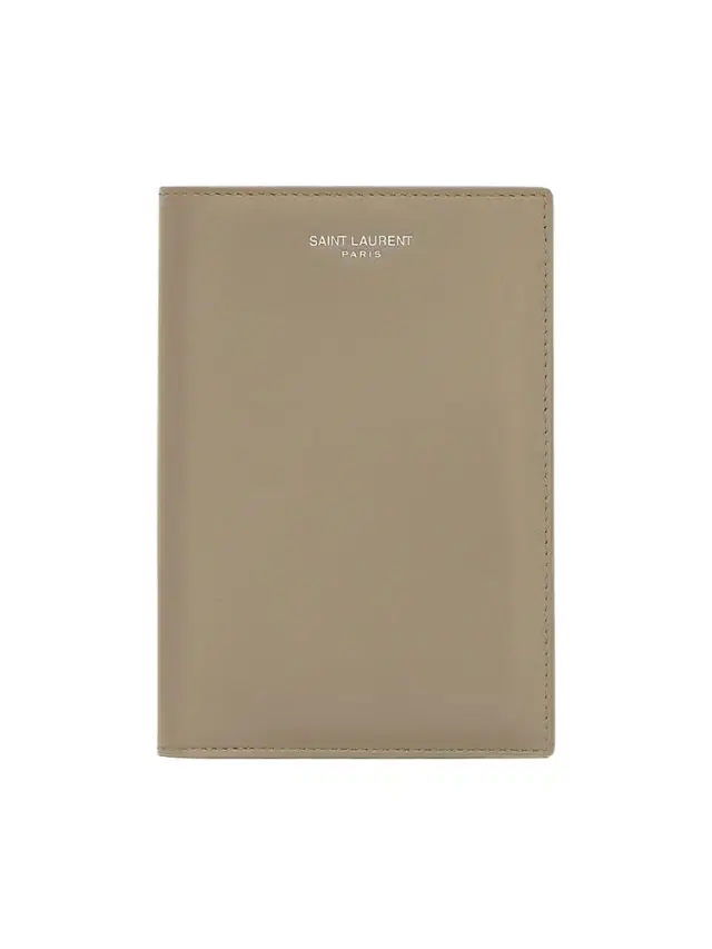 Saint Laurent Passport Holder in Smooth Leather - Light Taupe