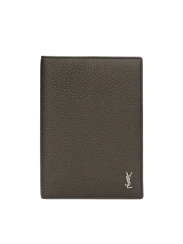 Saint Laurent Tiny Cassandre Passport Case in Grained Leather - Urban Grey
