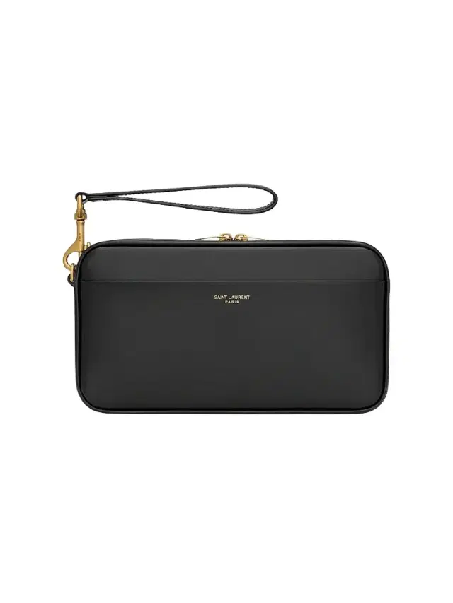 Saint Laurent Travel Pouch in Smooth Leather - Black