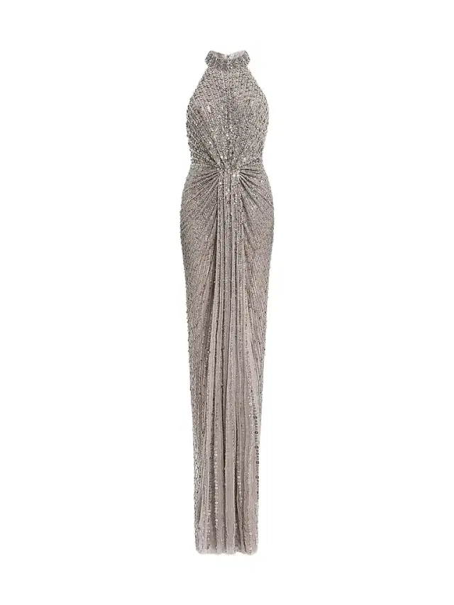 Jenny Packham Women's Whisper Sequin-Embellished Halter Gown - Granite