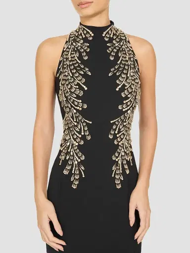 Jenny Packham Women's Elu Beaded Crêpe Halter Gown | Thumbnail 4 Jenny Packham Women's Elu Beaded Crêpe Halter Gown | Thumbnail 4