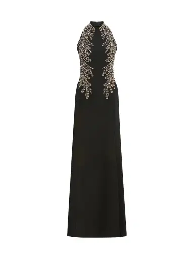 Jenny Packham Women's Elu Beaded Crêpe Halter Gown | Thumbnail 1 Jenny Packham Women's Elu Beaded Crêpe Halter Gown | Thumbnail 1