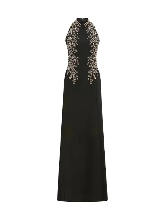Jenny Packham Women's Elu Beaded Crêpe Halter Gown - Liquorice
