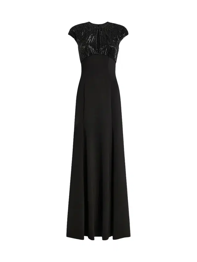 Jenny Packham Women's Moonveil Embellished Keyhole Gown - Liquorice