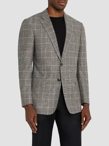 Giorgio Armani Men's Glen Check Wool-Cashmere Sport Jacket - Black Multi - Size 50 | Thumbnail 4