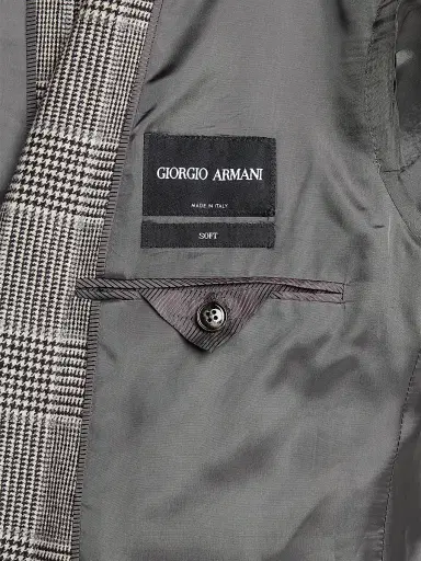 Giorgio Armani Men's Glen Check Wool-Cashmere Sport Jacket - Black Multi - Size 50 | Thumbnail 7