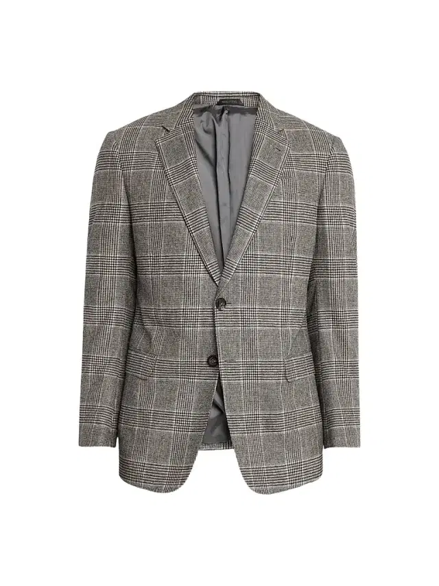 Giorgio Armani Men's Glen Check Wool-Cashmere Sport Jacket - Black Multi