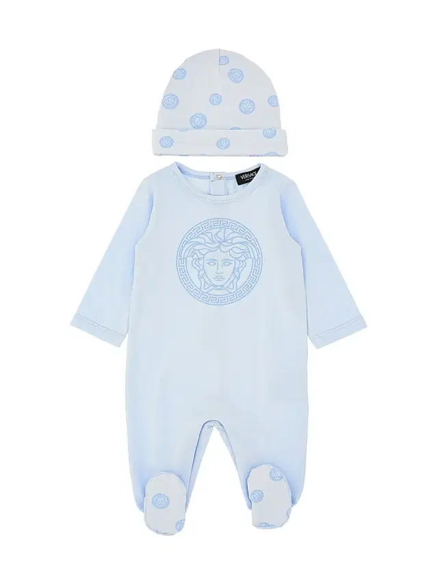 Versace Baby's 2-Piece Beanie & Footie Set - Light Blue 12 Months