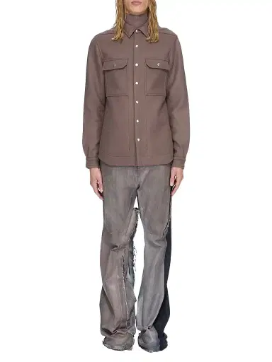 Rick Owens Men's Tower Moleskin Outershirt - Grape - Size 44 | Thumbnail 1 Rick Owens Men's Tower Moleskin Outershirt - Grape - Size 44 | Thumbnail 1