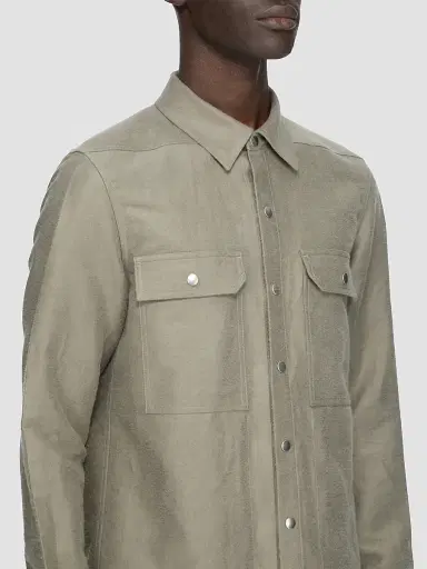 Rick Owens Men's Tower Moleskin Outershirt - Dark Pearl - Size 44 | Thumbnail 3 Rick Owens Men's Tower Moleskin Outershirt - Dark Pearl - Size 44 | Thumbnail 3