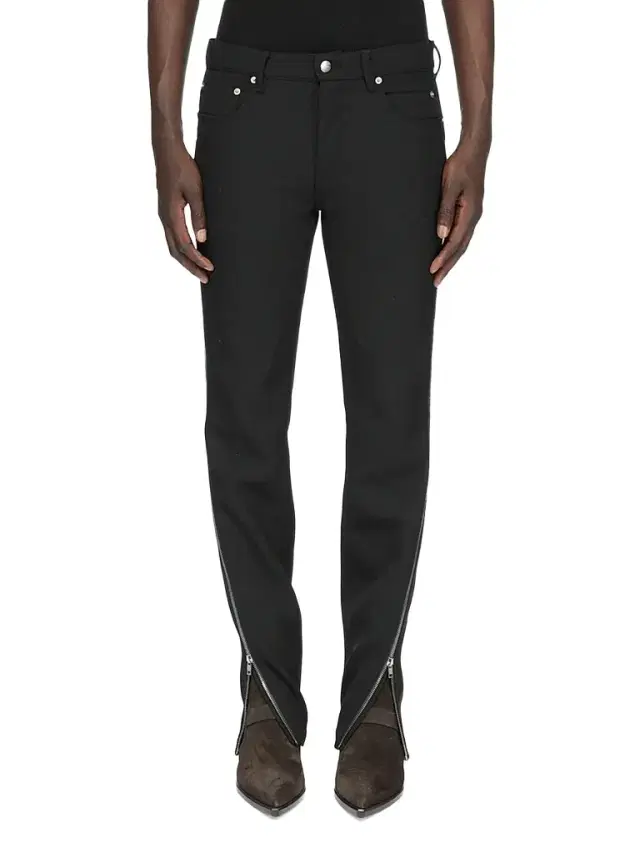Rick Owens Men's Vega Wool Zip-Cuff Jeans - Black