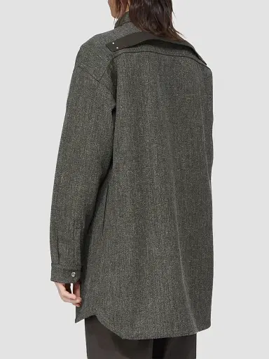 Rick Owens Men's Wool-Blend Tweed Oversized Outershirt - Carbone - Size 44 | Thumbnail 2