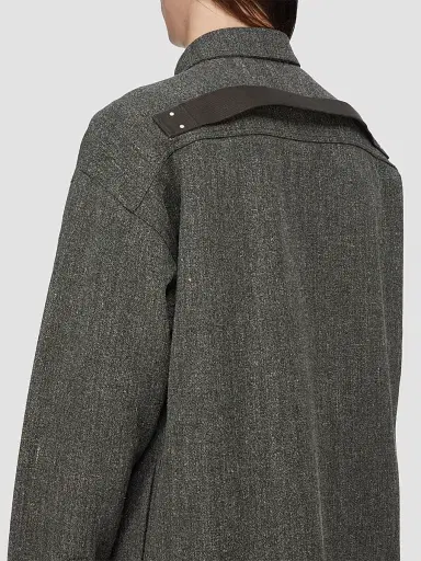 Rick Owens Men's Wool-Blend Tweed Oversized Outershirt - Carbone - Size 44 | Thumbnail 4