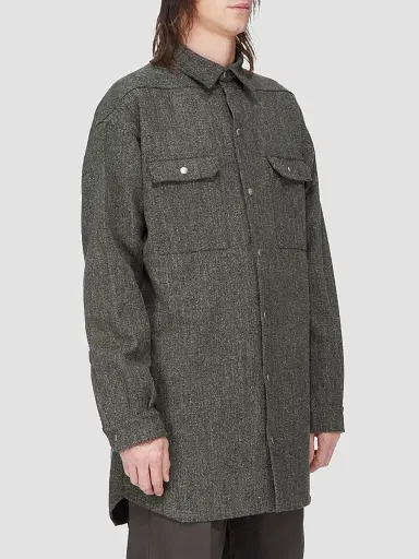 Rick Owens Men's Wool-Blend Tweed Oversized Outershirt - Carbone - Size 44 | Thumbnail 7