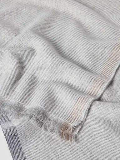 Brunello Cucinelli Men's Cashmere Scarf - Pearl Grey | Thumbnail 3 Brunello Cucinelli Men's Cashmere Scarf - Pearl Grey | Thumbnail 3