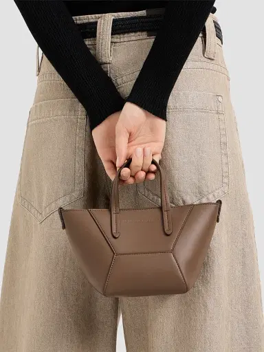 Brunello Cucinelli Women's Duo Mini Top Handle Bag with Monili - Espresso | Thumbnail 2 Brunello Cucinelli Women's Duo Mini Top Handle Bag with Monili - Espresso | Thumbnail 2