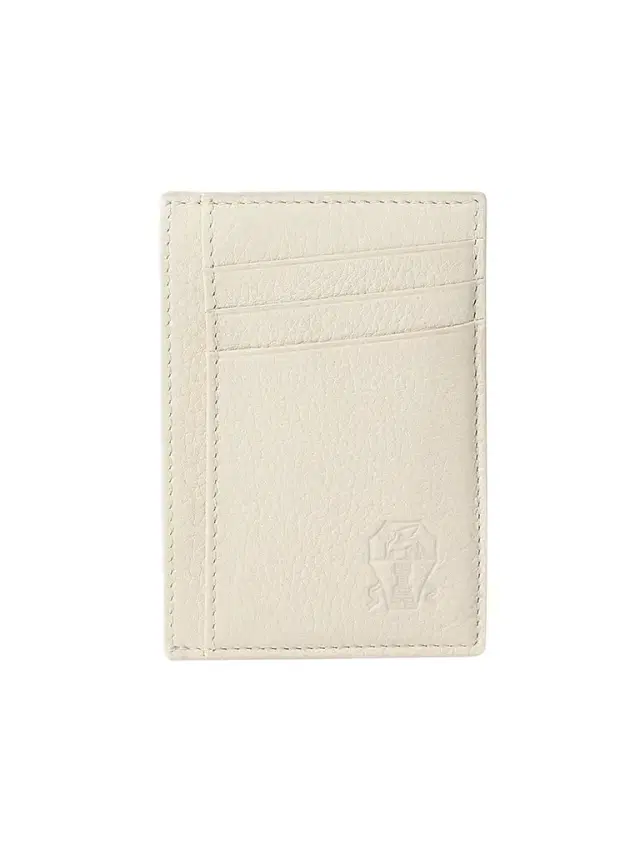 Brunello Cucinelli Men's Fine Grain Calfskin Card Holder - Chalk