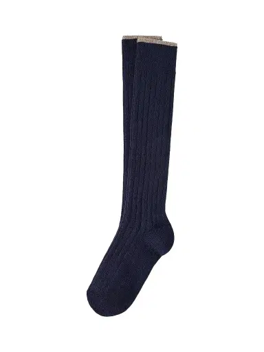 Brunello Cucinelli Men's Cashmere Rib Knit Socks - Navy Blue | Thumbnail 1 Brunello Cucinelli Men's Cashmere Rib Knit Socks - Navy Blue | Thumbnail 1