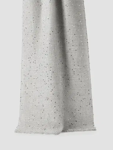 Brunello Cucinelli Women's Cashmere and Silk Diamond Yarn Scarf - Light Grey | Thumbnail 3 Brunello Cucinelli Women's Cashmere and Silk Diamond Yarn Scarf - Light Grey | Thumbnail 3