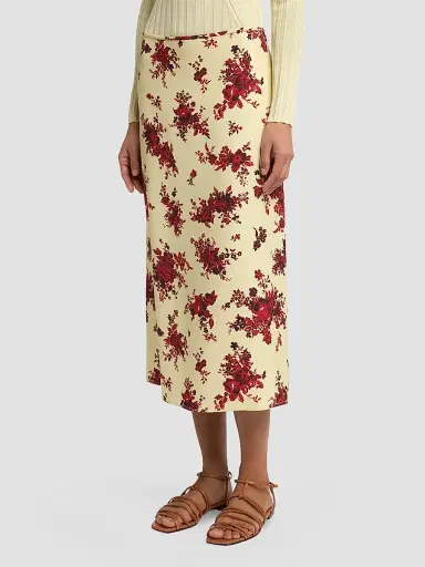 Jil Sander Women's Floral Enverse Satin Midi Skirt | Thumbnail 4 Jil Sander Women's Floral Enverse Satin Midi Skirt | Thumbnail 4
